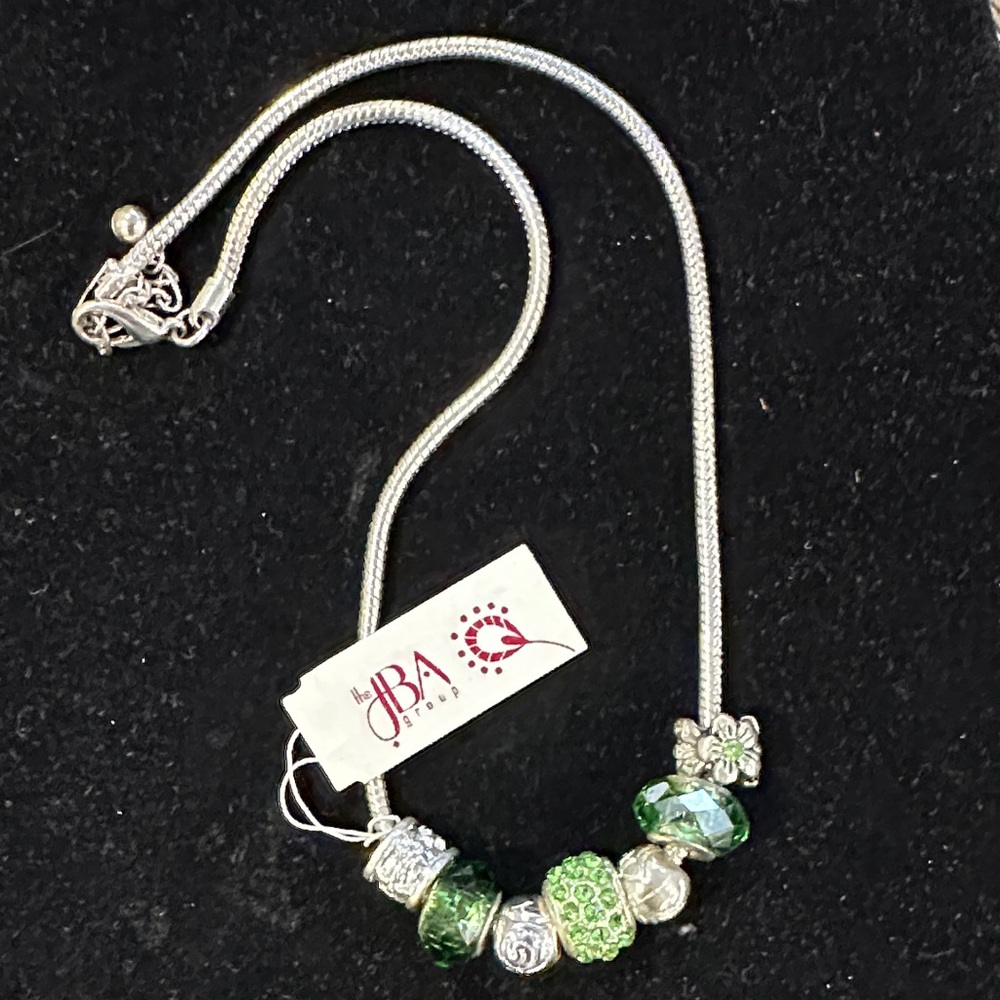 NWT JBA Group Green Crystal Slider Bead Choker Necklace